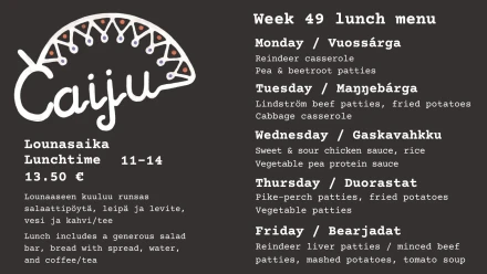 Caiju lunch menu w49