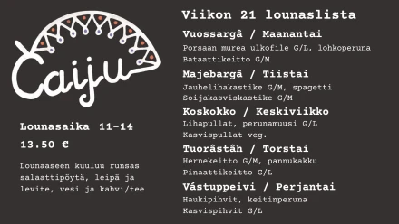 Caiju ruokalista vko21
