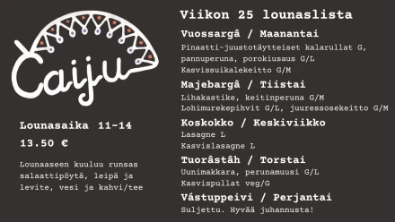 Caiju ruokalista vko25