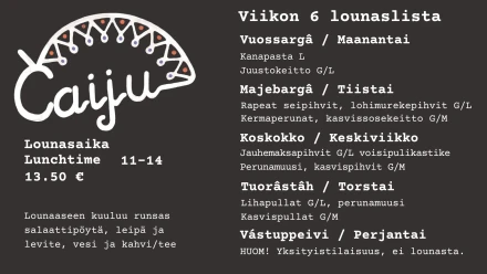 Caiju ruokalista vko6