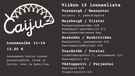Caiju ruokalista vko15