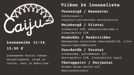 Caiju ruokalista vko24