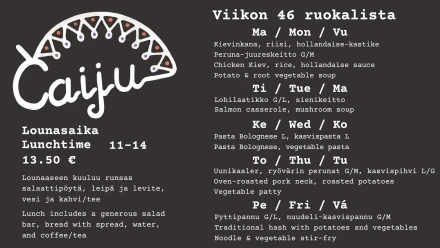 Caiju ruokalista vko46