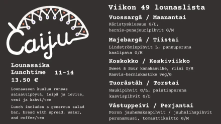 Caiju ruokalista vko49