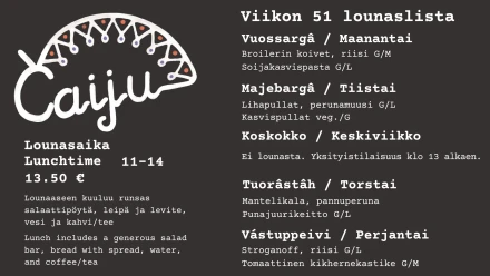 Caiju ruokalista vko51